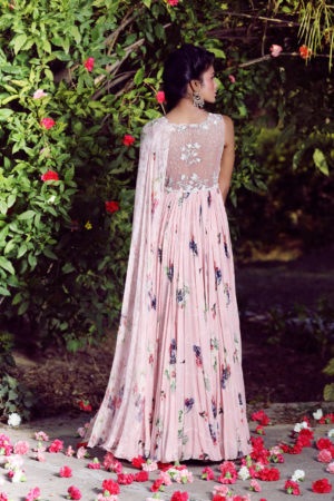Mahima Mahajan- One side organza printed drape anarkali - Image 2