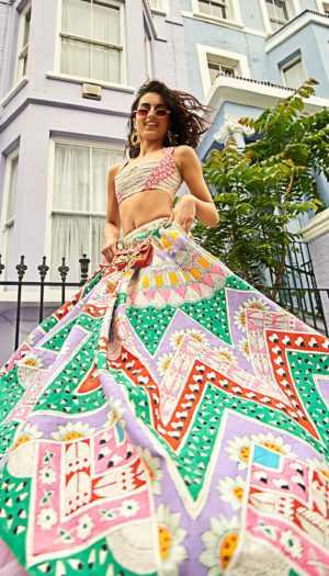 Papa Don’t Preach- Hand painted lehenga - Image 3