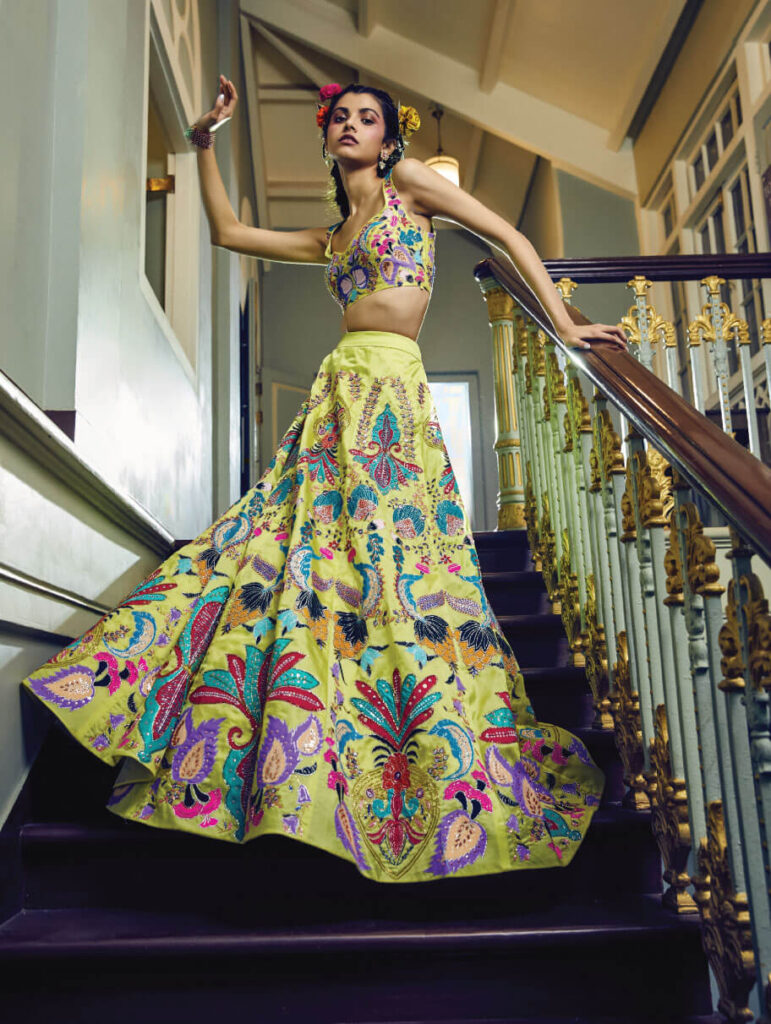Aisha Rao- appliquéd and embellished kali lehenga – Nikaza Asian Couture