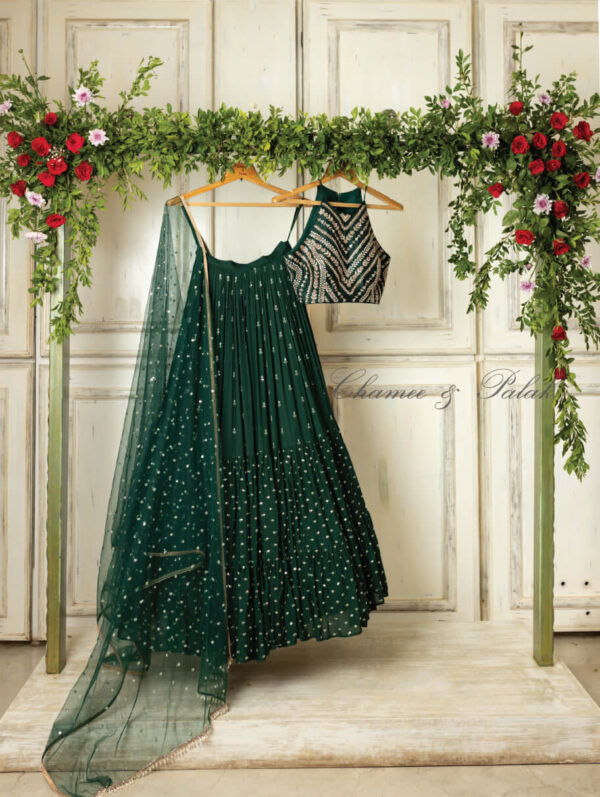 Chamee and Palak- Forest Green Skirt
