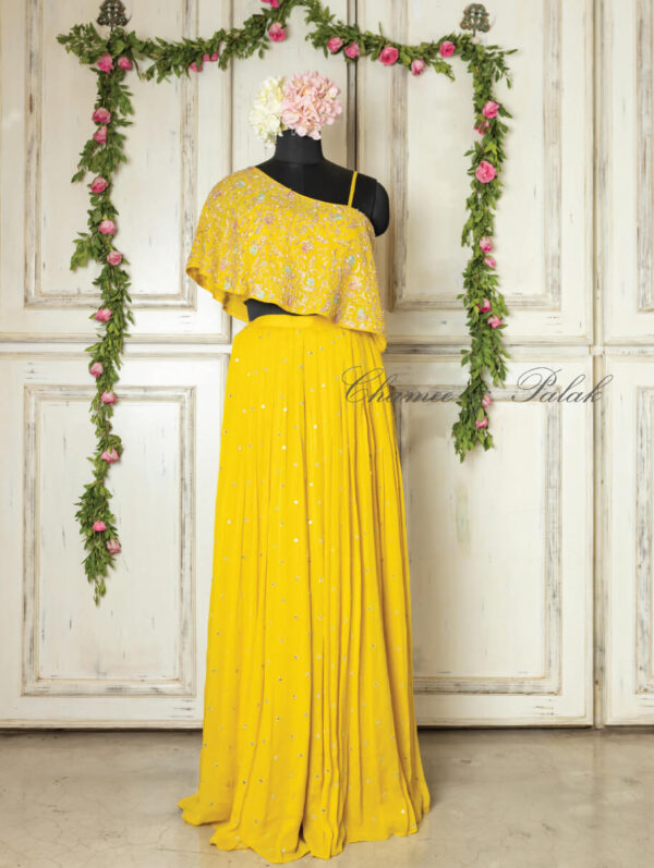 Chamee and Palak- Yellow Cape Skirt