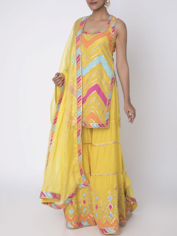 Gopi Vaid- Yellow sleeveless set