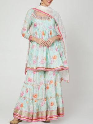 Gopi Vaid- Utsav U-Neck Sharara Set - Image 2