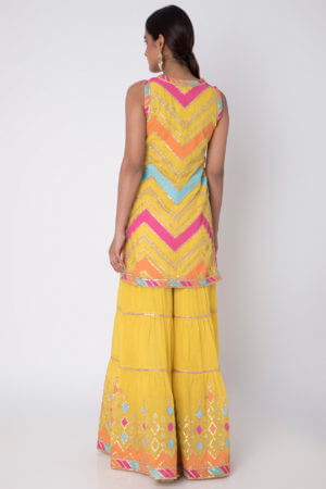 Gopi Vaid- Yellow sleeveless set - Image 2