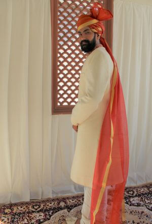 rng safawala- Ivory Emroidered Sherwani Ensemble - Image 2