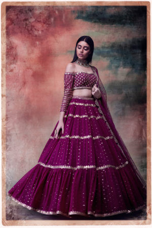 Vvani Vats- WINE TIER LEHNGA SET - Image 2