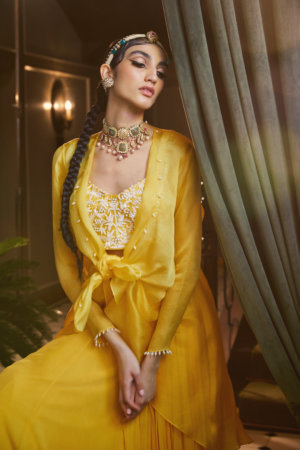 SANYA GULATI - MANGO BUSTIER TOP AND SKIRT WITH JACKET - Image 3