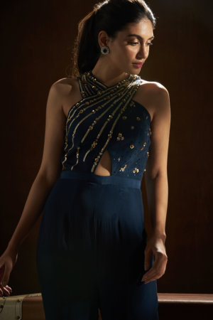 SANYA GULATI - BLUE CROSSOVER JUMPSUIT - Image 2