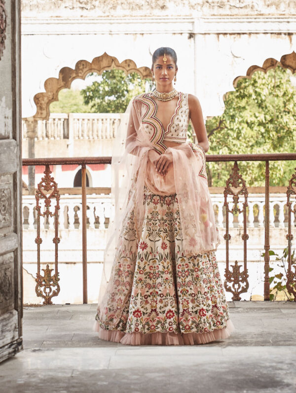 DISHA MUCHHALA - BRIDAL FLORAL IVORY LEHENGA SET