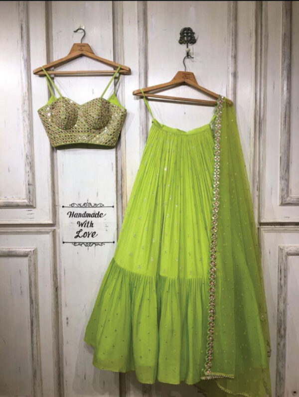 Chamee & Palak - Neon Green crepe silk lehenga