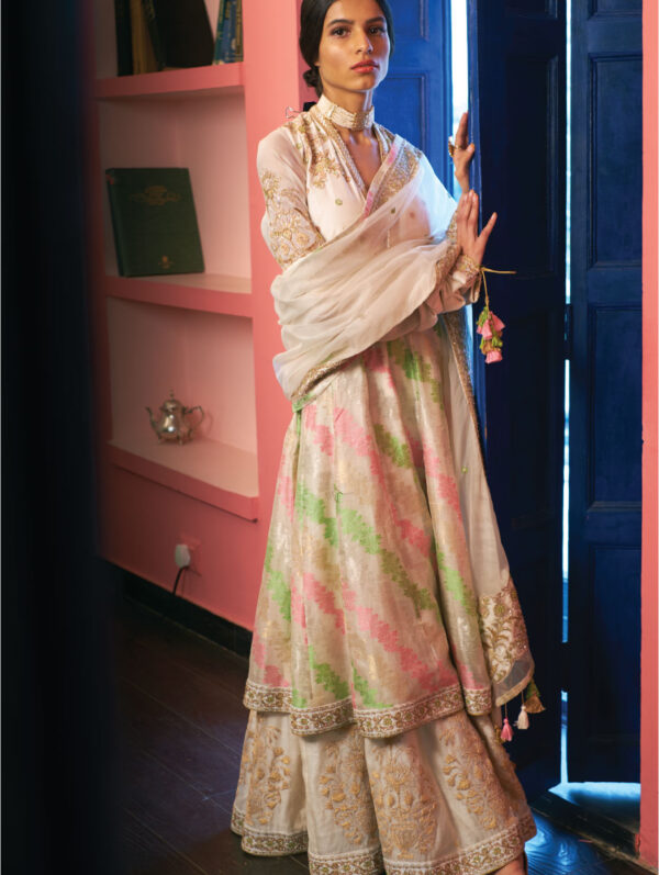 RAR - Ivory Pink Anarkali Set