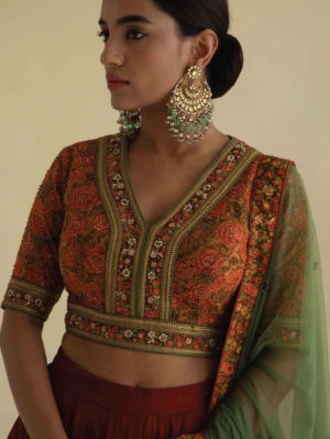 Kalista - Maroon Lehenga Set - Image 3