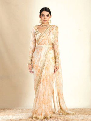 Astha Narang - Off White Organza Saree - Image 3