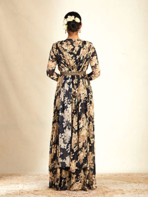 Astha Narang - Black Floral Printed Jumpsuit - Image 5