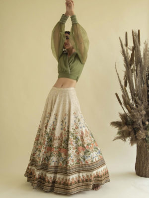 Kalista - Olive Green Lehenga Set - Image 2