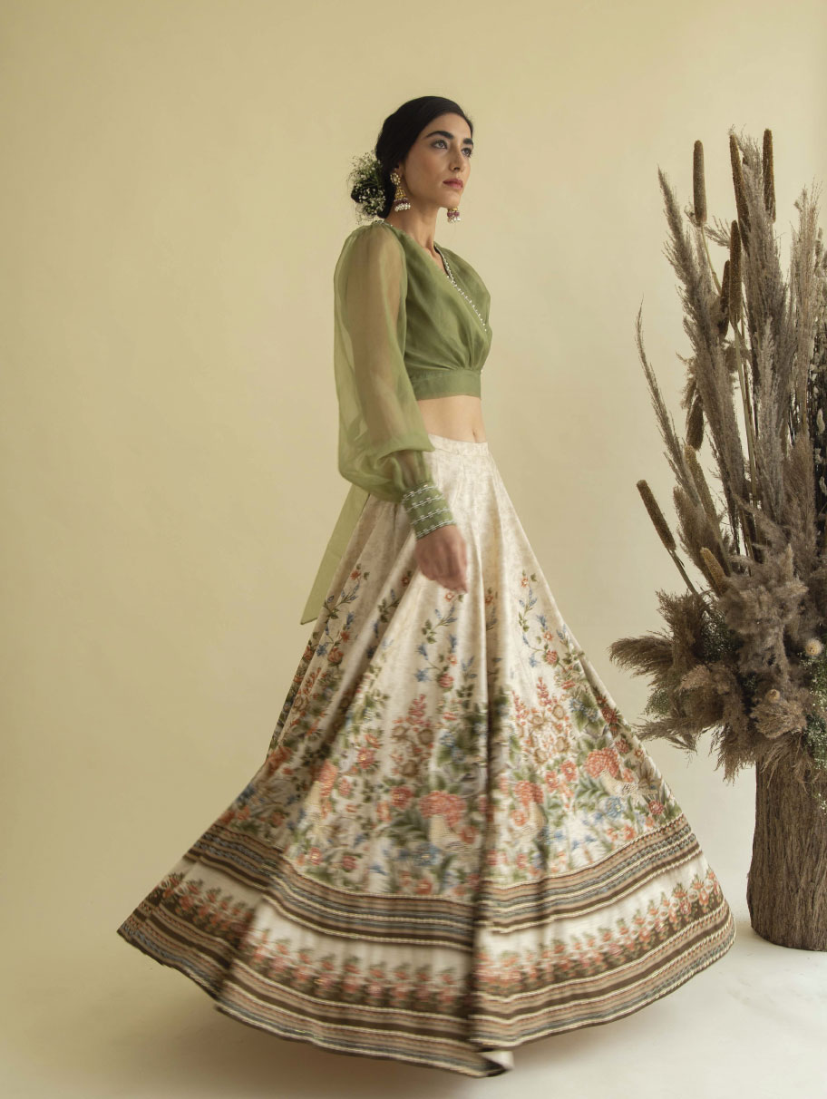 Kalista – Olive Green Lehenga Set – Nikaza Asian Couture