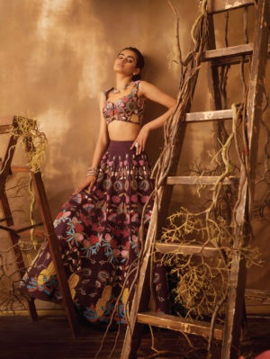Aisha Rao - Plum Pastiche Lehenga Set - Image 5
