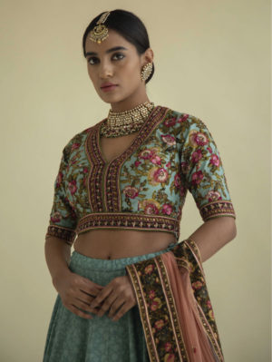 Kalista - Sky Blue Lehenga Set - Image 3