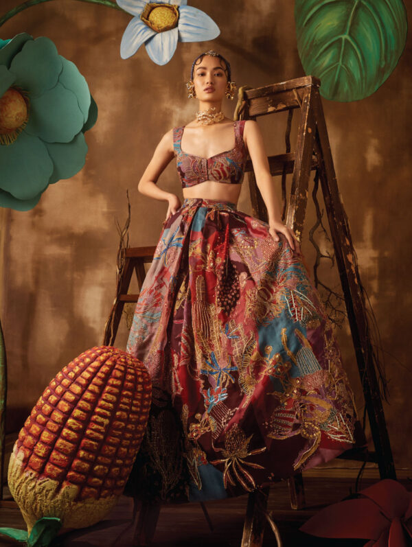 Aisha Rao - Plum Pastiche TF printed lehenga set