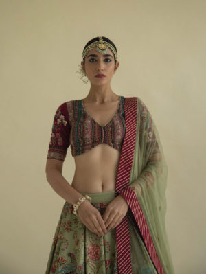 Kalista - Olive Green Lehenga Set - Image 2