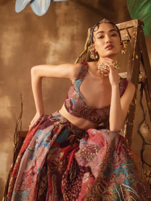 Aisha Rao - Plum Pastiche TF printed lehenga set - Image 3