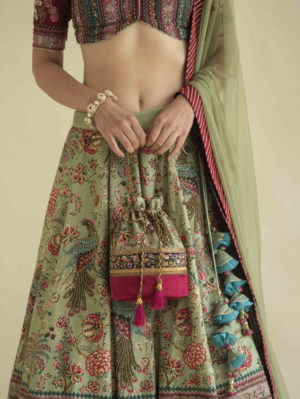 Kalista - Olive Green Lehenga Set - Image 3