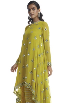 VVANI VATS - MOSS GREEN KURTA SET - Image 5