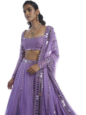 VVANI VATS - CATNIP PURPLE LEHENGA SET - Image 3
