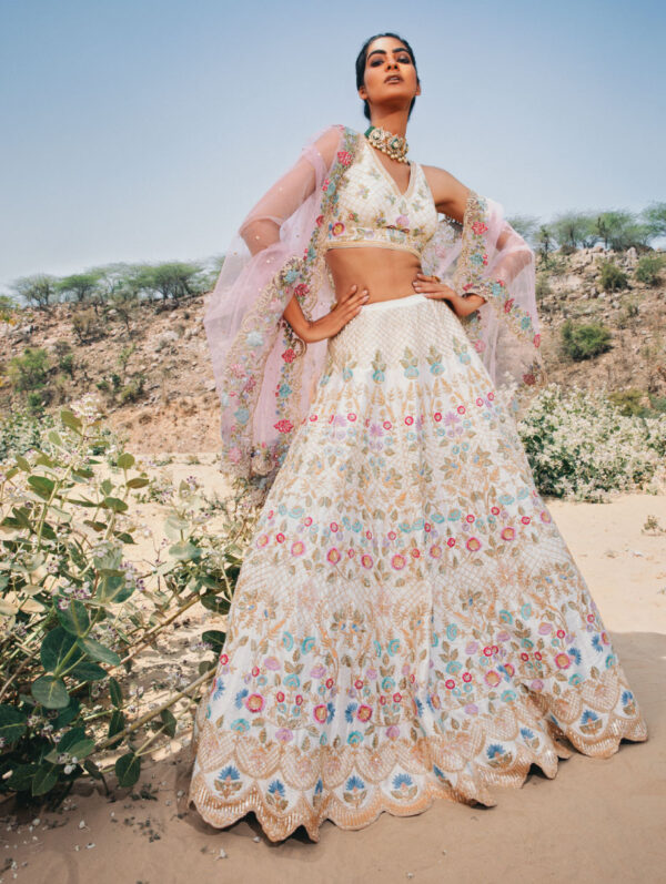 CHAMEE & PALAK - IVORY MULTICOLOR LEHENGA