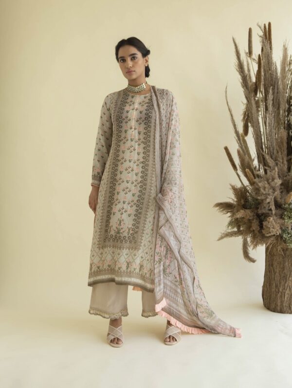 Kalista - Mughal Floral Suit Dupatta Set with straight pants