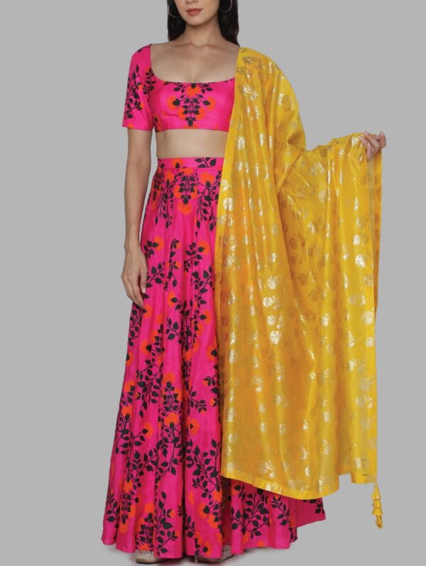 House of Masaba - HOT PINK FLORAL BLOOM LEHENGA SET