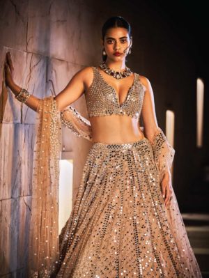 Seema Gujral - Caramel Mirror Lehenga Set - Image 2