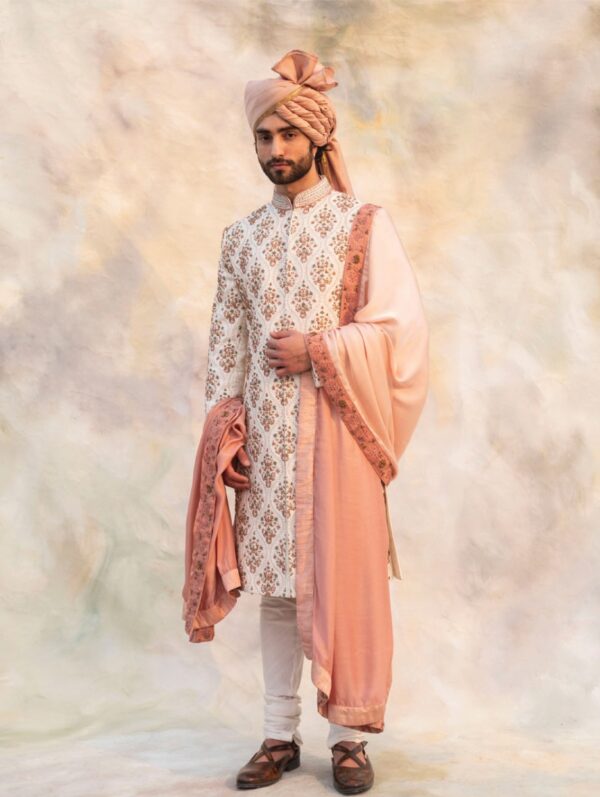 Jatin Malik - Ivory Textured base Sherwani