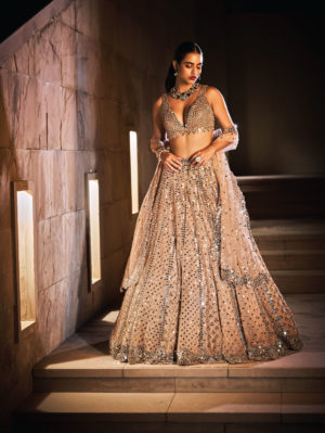 Seema Gujral - Caramel Mirror Lehenga Set - Image 3