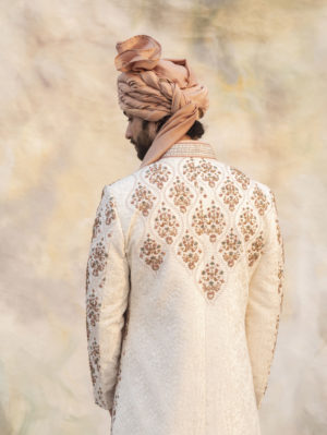 Jatin Malik - Ivory Textured base Sherwani - Image 8