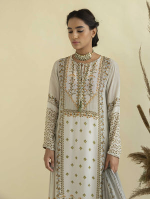 Kalista - Mughal Floral Suit Dupatta Set with straight pants - Image 2