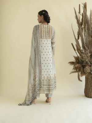 Kalista - Mughal Floral Suit Dupatta Set with straight pants - Image 3