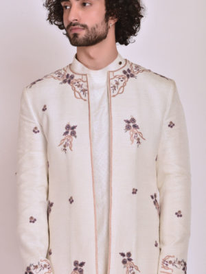 Jatin Malik - Hand painted Ivory Contemporary Jacket - Image 2