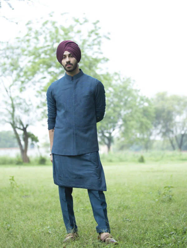 Jatin Malik - Teal Blue Nehru jacket