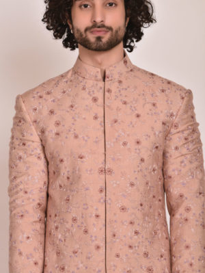 Jatin Malik - Champagne Jamawaar Sherwani - Image 2
