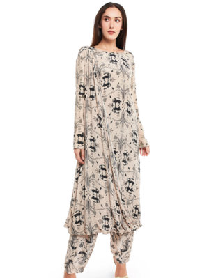 Payal Singhal - Blush Colour Printed Crepe Kurta and Palazzo Pant - Image 2