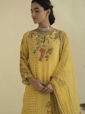 Kalista - Mughal Floral Suit Dupatta Set with straight pants - Image 3