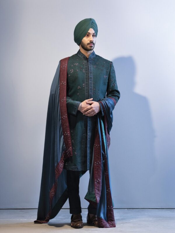 Jatin Malik - Forest Green sherwani