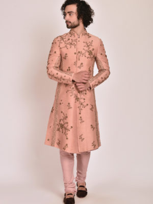 Jatin Malik - Old rose 3D element Sherwani - Image 2