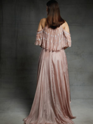 Pink Peacock Couture - Blush pink dhoti with embroidered top set - Image 2
