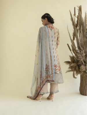 Kalista - Vintage Floral Suit Dupatta Set with straight pants - Image 3