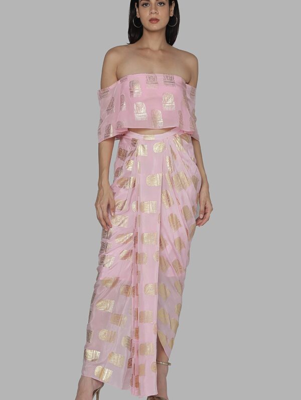 HOUSE OF MASABA - LIGHT PINK COMB TOP AND DHOTI SKIRT