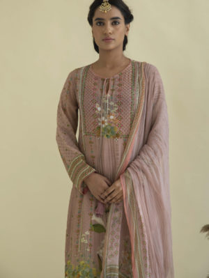 Kalista - Tropical Floral Suit Dupatta Set with straight pants - Image 3