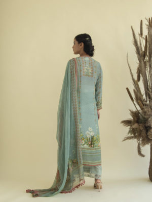 Kalista - Tropical Floral Suit Dupatta Set with straight pants - Image 3