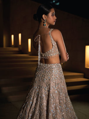 Seema Gujral - Champagne Sequin Lehenga Set - Image 2